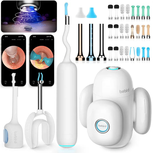 Bebird Home 30S ear care system with its package content on a white background