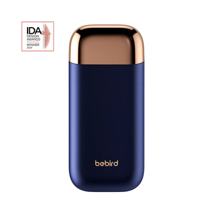 Blue bebird ear cleaner device on white background.