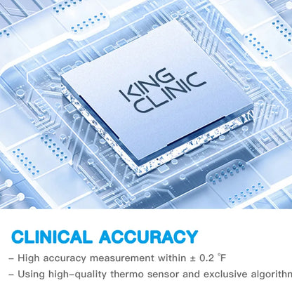 KING CLINIC logo on a high-tech background with text about clinical accuracy.