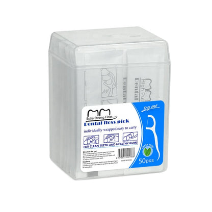 Premium Extra-Strong Floss Picks - 50 Pcs (Individually Wrapped)