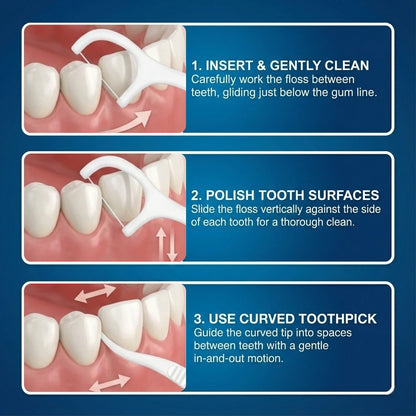 Premium Extra-Strong Floss Picks - 50 Pcs (Individually Wrapped)