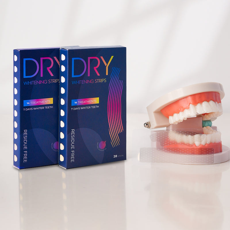 Two boxes of IVISMILE whitening strips with a dental model on a white background