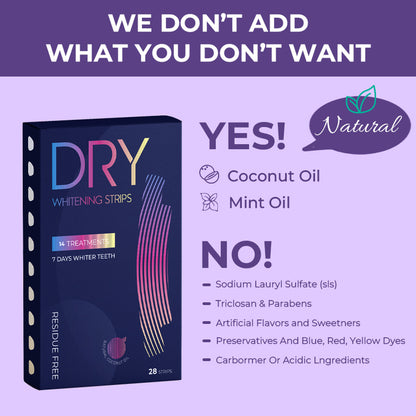 IVISMILE Whitening Strips packaging with excluded ingredients list on a purple background