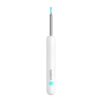 Bebird white R1+ otoscope and ear cleaner on a white background