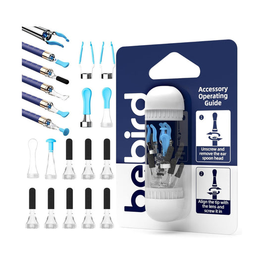 Bebid accessory kit with various nozzles and packaging on a white background